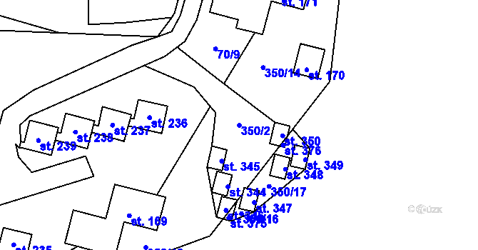 Parcela st. 350/2 v KÚ Butov, Katastrální mapa
