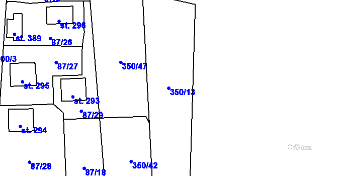 Parcela st. 350/13 v KÚ Butov, Katastrální mapa