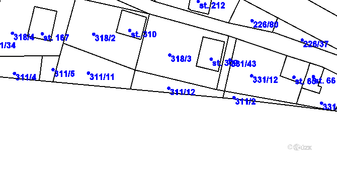 Parcela st. 311/12 v KÚ Butov, Katastrální mapa