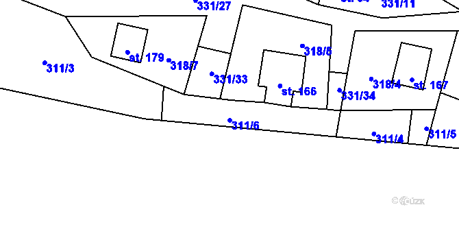 Parcela st. 311/6 v KÚ Butov, Katastrální mapa