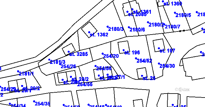 Parcela st. 254/20 v KÚ Butov, Katastrální mapa
