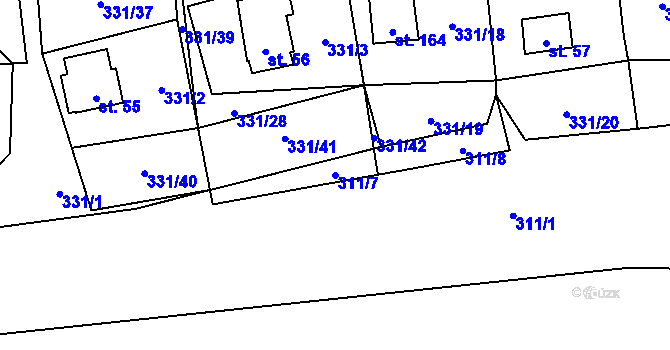 Parcela st. 311/7 v KÚ Butov, Katastrální mapa