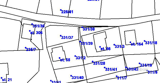 Parcela st. 331/39 v KÚ Butov, Katastrální mapa