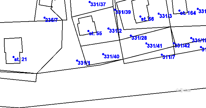 Parcela st. 331/40 v KÚ Butov, Katastrální mapa