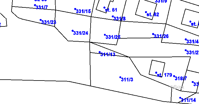 Parcela st. 311/13 v KÚ Butov, Katastrální mapa