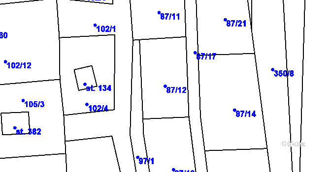 Parcela st. 87/12 v KÚ Butov, Katastrální mapa