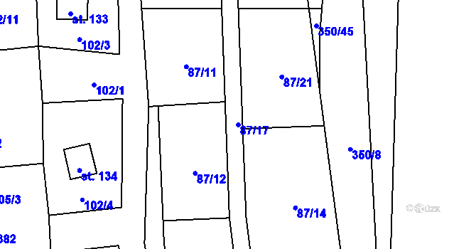 Parcela st. 87/17 v KÚ Butov, Katastrální mapa