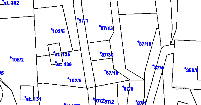Parcela st. 87/30 v KÚ Butov, Katastrální mapa