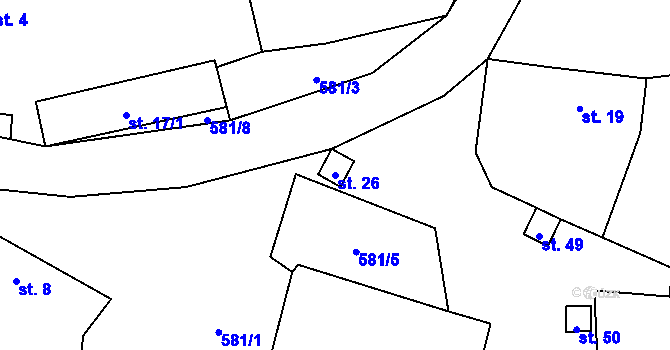 Parcela st. 26 v KÚ Svinná u Stříbra, Katastrální mapa