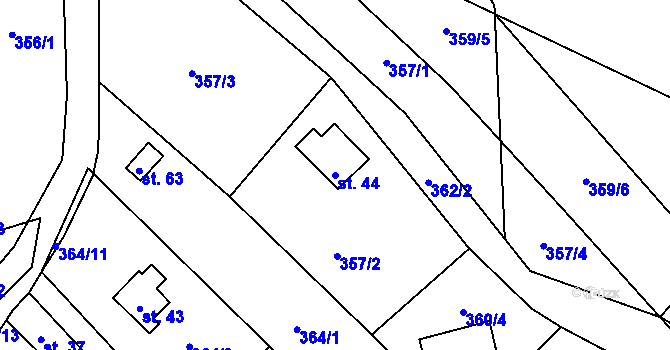 Parcela st. 44 v KÚ Svinná u Stříbra, Katastrální mapa