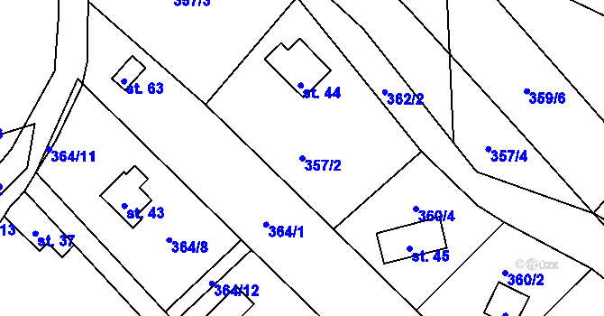 Parcela st. 357/2 v KÚ Svinná u Stříbra, Katastrální mapa