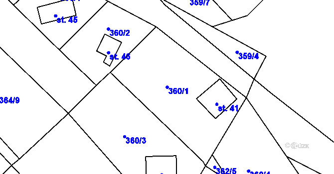 Parcela st. 360/1 v KÚ Svinná u Stříbra, Katastrální mapa