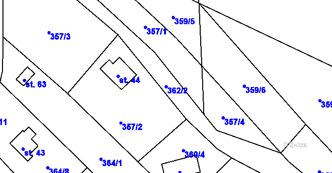 Parcela st. 362/2 v KÚ Svinná u Stříbra, Katastrální mapa
