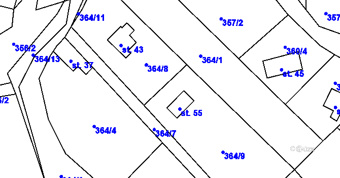 Parcela st. 364/12 v KÚ Svinná u Stříbra, Katastrální mapa