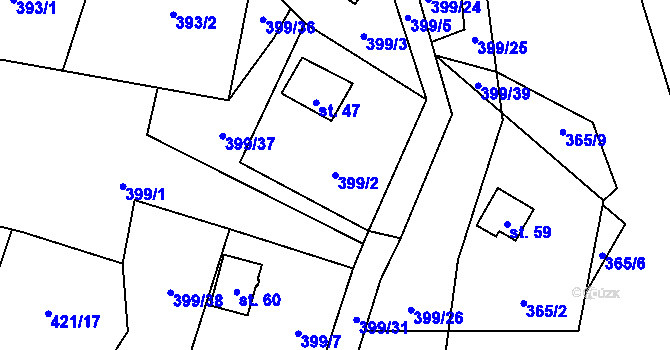 Parcela st. 399/2 v KÚ Svinná u Stříbra, Katastrální mapa