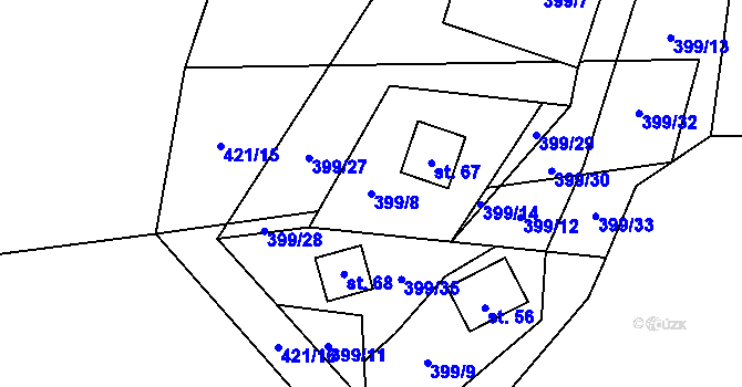 Parcela st. 399/8 v KÚ Svinná u Stříbra, Katastrální mapa