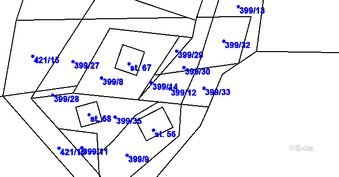 Parcela st. 399/12 v KÚ Svinná u Stříbra, Katastrální mapa
