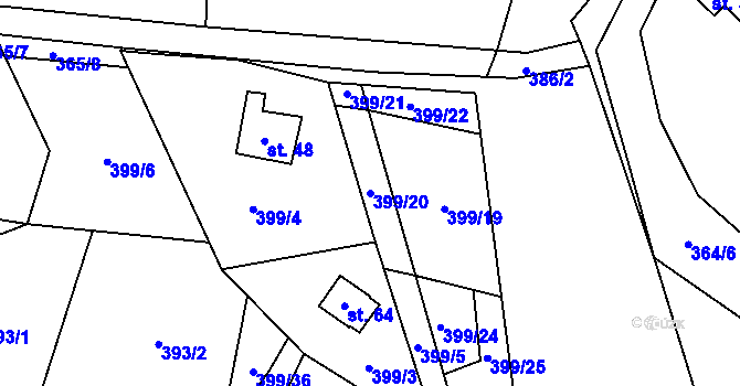 Parcela st. 399/20 v KÚ Svinná u Stříbra, Katastrální mapa