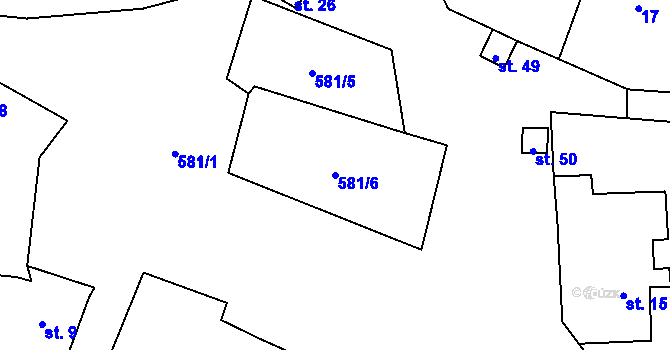 Parcela st. 581/6 v KÚ Svinná u Stříbra, Katastrální mapa