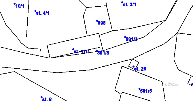 Parcela st. 581/8 v KÚ Svinná u Stříbra, Katastrální mapa