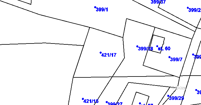 Parcela st. 421/17 v KÚ Svinná u Stříbra, Katastrální mapa