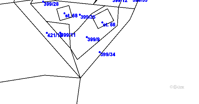 Parcela st. 399/34 v KÚ Svinná u Stříbra, Katastrální mapa