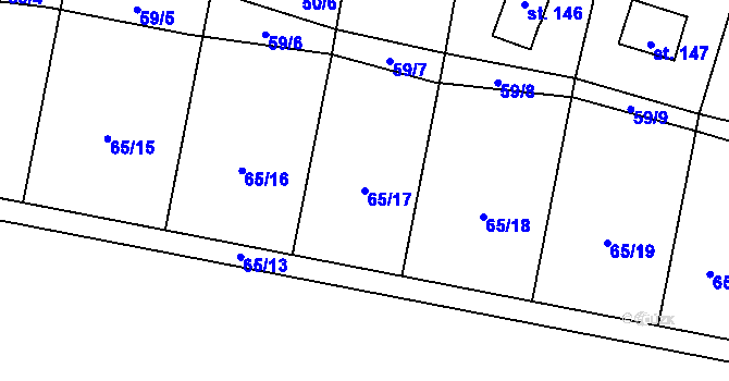 Parcela st. 65/17 v KÚ Vranov u Stříbra, Katastrální mapa
