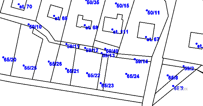 Parcela st. 59/13 v KÚ Vranov u Stříbra, Katastrální mapa