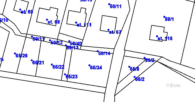 Parcela st. 59/14 v KÚ Vranov u Stříbra, Katastrální mapa