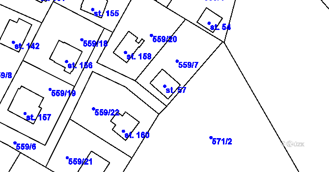 Parcela st. 57 v KÚ Vranov u Stříbra, Katastrální mapa