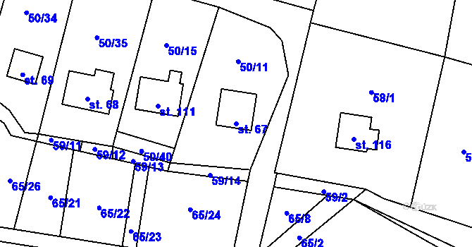 Parcela st. 67 v KÚ Vranov u Stříbra, Katastrální mapa