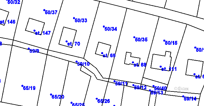 Parcela st. 69 v KÚ Vranov u Stříbra, Katastrální mapa