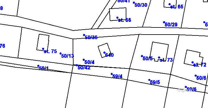 Parcela st. 74 v KÚ Vranov u Stříbra, Katastrální mapa