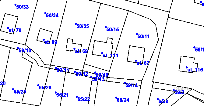 Parcela st. 111 v KÚ Vranov u Stříbra, Katastrální mapa
