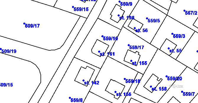 Parcela st. 161 v KÚ Vranov u Stříbra, Katastrální mapa