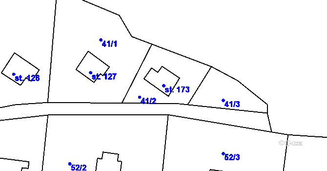 Parcela st. 173 v KÚ Vranov u Stříbra, Katastrální mapa
