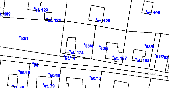Parcela st. 53/4 v KÚ Vranov u Stříbra, Katastrální mapa