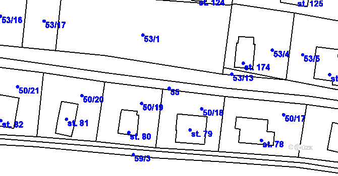 Parcela st. 55 v KÚ Vranov u Stříbra, Katastrální mapa
