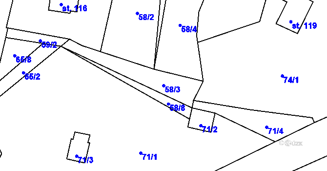 Parcela st. 58/3 v KÚ Vranov u Stříbra, Katastrální mapa