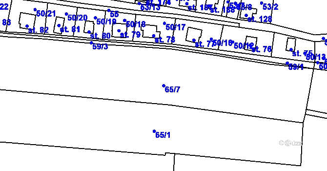 Parcela st. 65/7 v KÚ Vranov u Stříbra, Katastrální mapa