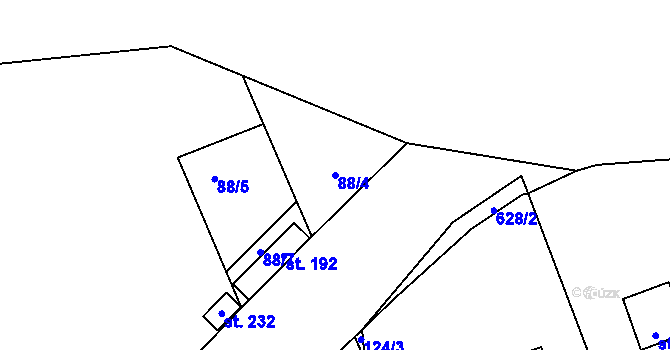 Parcela st. 88/4 v KÚ Vranov u Stříbra, Katastrální mapa