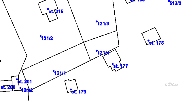 Parcela st. 121/4 v KÚ Vranov u Stříbra, Katastrální mapa