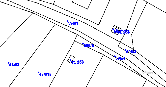 Parcela st. 596/6 v KÚ Vranov u Stříbra, Katastrální mapa