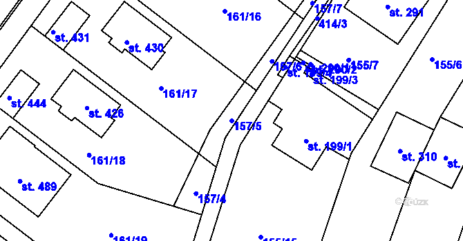 Parcela st. 157/5 v KÚ Vranov u Brna, Katastrální mapa