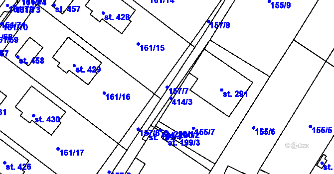 Parcela st. 157/7 v KÚ Vranov u Brna, Katastrální mapa