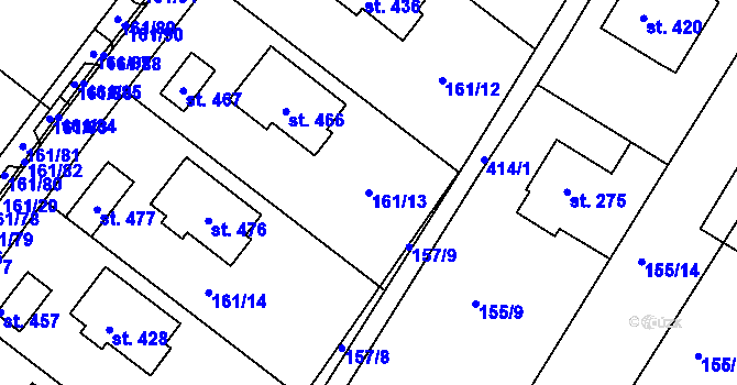 Parcela st. 161/13 v KÚ Vranov u Brna, Katastrální mapa