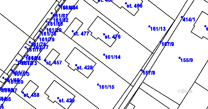Parcela st. 161/14 v KÚ Vranov u Brna, Katastrální mapa