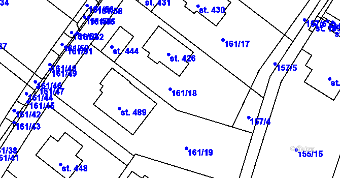 Parcela st. 161/18 v KÚ Vranov u Brna, Katastrální mapa