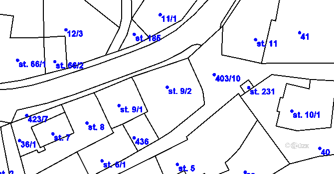 Parcela st. 9/2 v KÚ Vranov u Brna, Katastrální mapa