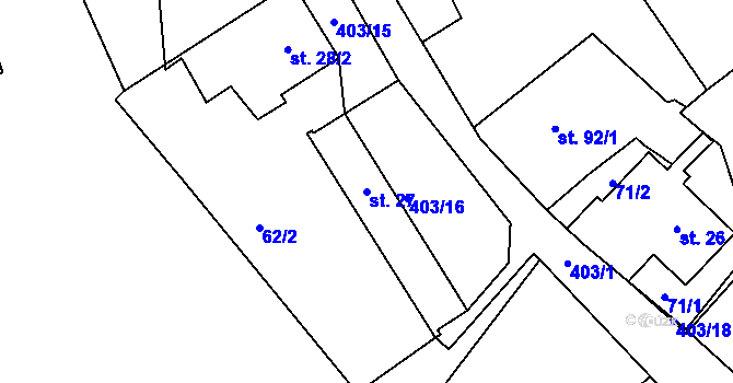 Parcela st. 27 v KÚ Vranov u Brna, Katastrální mapa